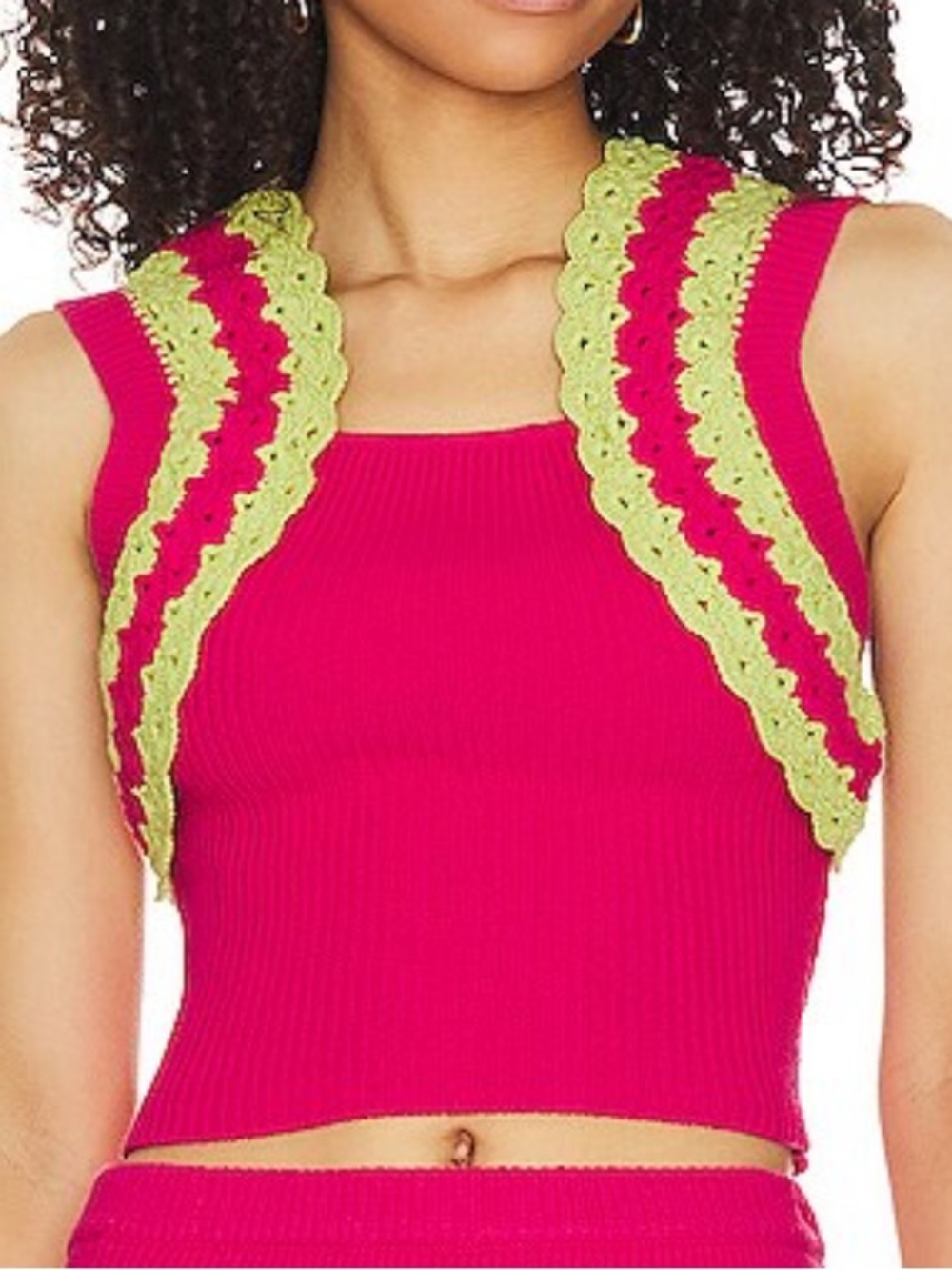 NWT MAJORELLE Jeneli Crochet Sweater Top Pink Lime Size Medium Retail $158.00